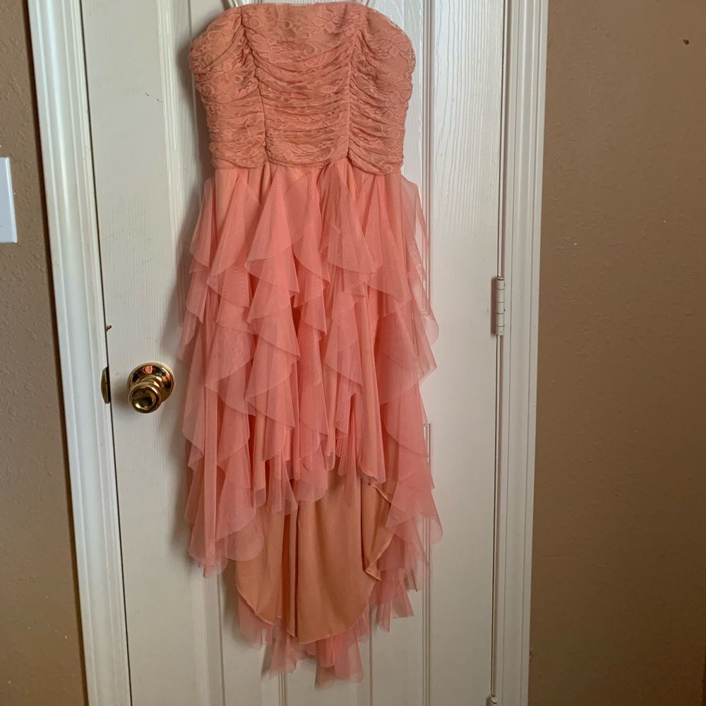 Salmon Color Dress with Lace detailing at the top